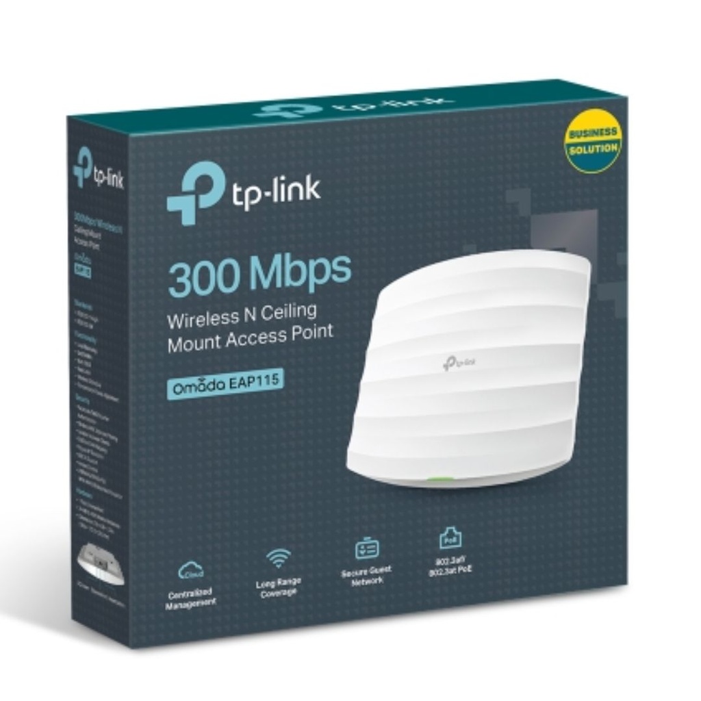 EAP115 TP-Link  Omada 300Mbps Wireless N300 Ceiling Mount Access Point 1x RJ45 Port PoE 2x3dBi Omni Internal Antenna