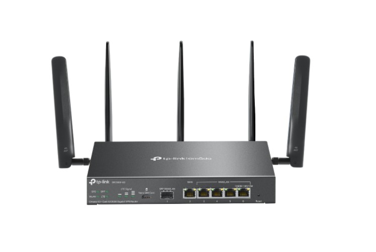 ER706W-4G TP-Link  Omada 4G+ Cat6 AX3000 Gigabit VPN Router, 4G+, Dual Band Wi-fi 6, 6 Gigabit Ports (5 RJ45+1 SFP), 5 High-Gain Detach Ant.