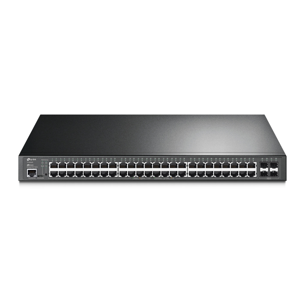 SG3452P TP-Link  JetStream 52-Port Gigabit L2+ Managed Switch with 48-Port PoE+, 384W PoE Budget, Integrated into Omada SDN