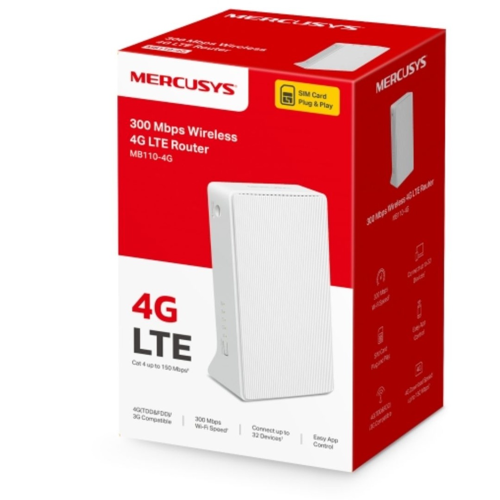 MB110-4G Mercusys  300 Mbps Wireless N 4G LTE Router,4G/3G Compatible,  WAN/LAN