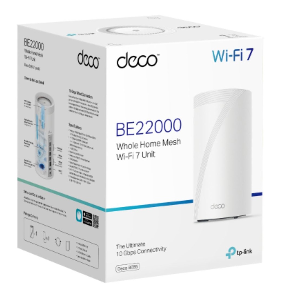 Deco BE85(1-pack) TP-Link  BE22000 Tri-Band Whole Home Mesh Wi-Fi 7 System (WIFI7)