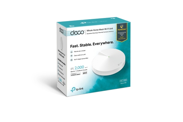 Deco M5(1-Pack) TP-Link Deco M5 (1-Pack) AC1300 Whole Home Mesh Wi-Fi System, 1267Mbps, 100+ Devices, MU-MIMO, Quality of Service, 2xGbit Port 1xUSB-C, Bluetooth