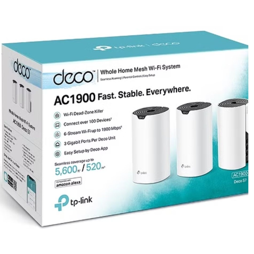 Deco S7(3-pack) TP-Link Deco S7 AC1900 Whole Home Mesh Wi-Fi System (3-pack)