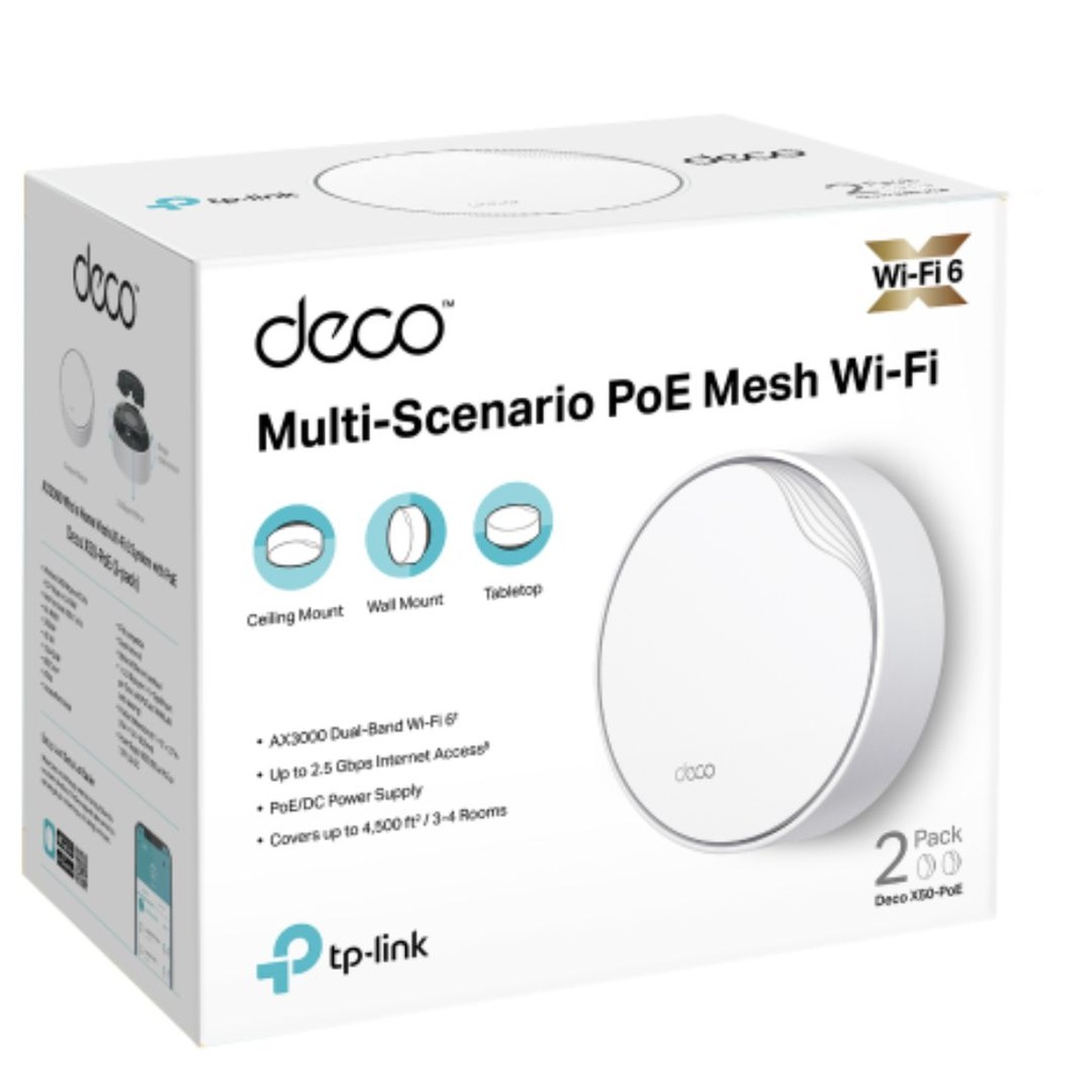 Deco X50-PoE(2-pack) TP-Link  AX3000 Whole Home Mesh WiFi 6 System with PoE
