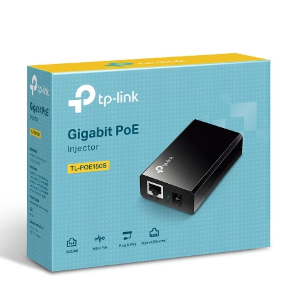 POE150S TP-Link  Omada PoE Injector Adapter, IEEE 802.3af compliant, Data and power carried over the same cable up to 100 meters, plastic case, pocket