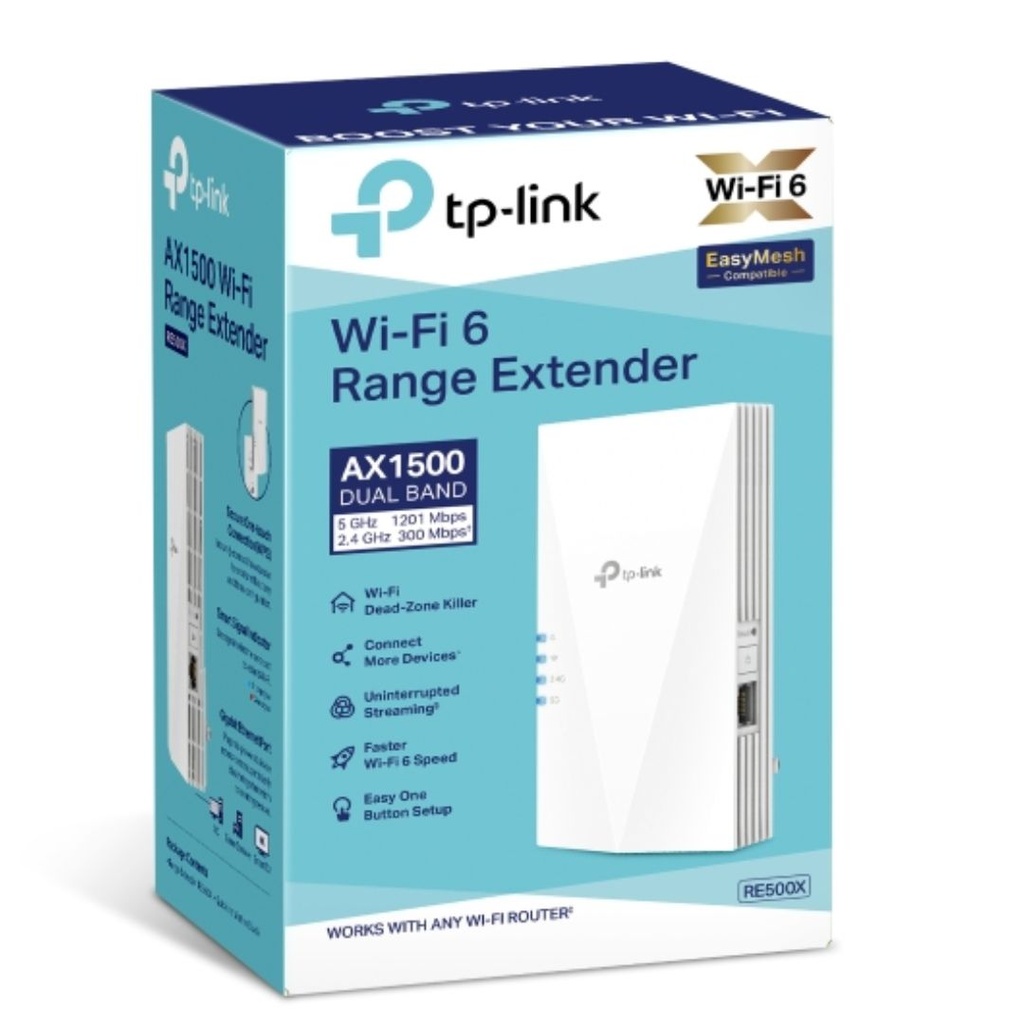 RE815XE TP-Link  AXE5400 Mesh Wi-Fi 6E Range Extender 574Mbps @2.4 GHz, 2402Mbps @5 GHz, 1 Gigabit Ethernet Port, 4 External Antennas