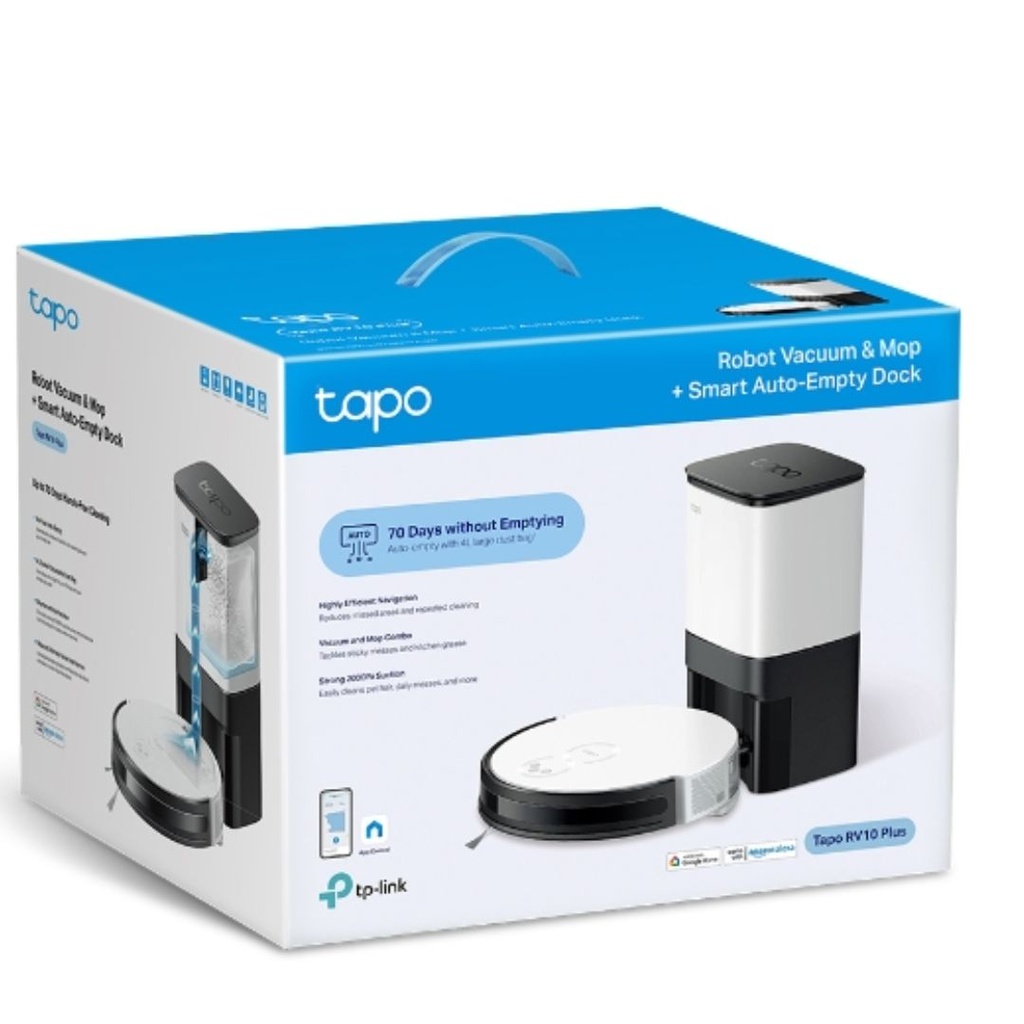 Tapo RV10 Plus TP-Link  Robot Vacuum & Mop + Smart Auto-Empty Dock, Auto-Charging, Carpet Auto-Boost, Long-lasting Battery