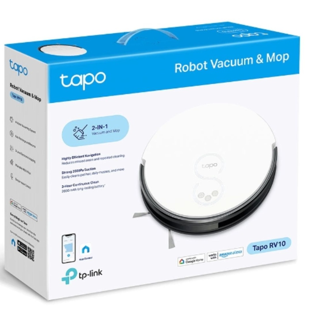Tapo RV10 TP-Link  Robot Vacuum & Mop, Path Planning, 2000Pa Strong Suction, Quiet Cleaning, Long-lasting Battery, Carpet Auto-Boost, App