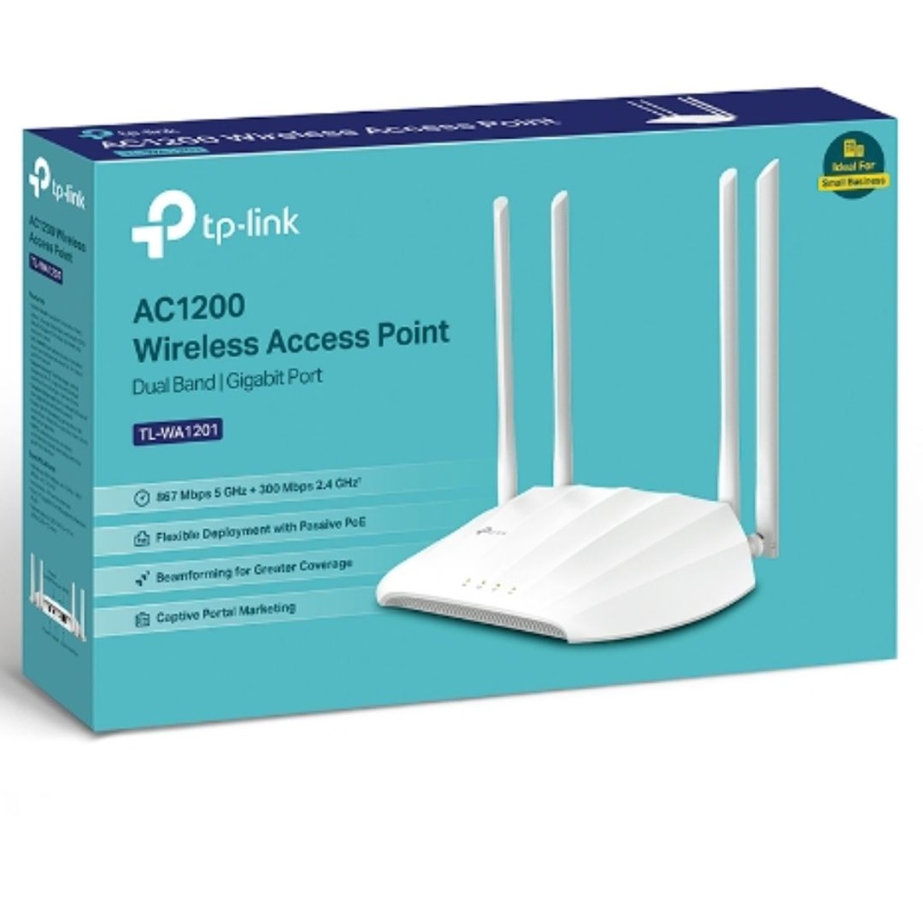 TL-WA1201 TP-Link  AC1200 Wireless Access Point, AC1200 Dual-Band Wi-Fi, Passive POE, Multiple Modes, MU-MIMO, Boosted Coverage, Captive Portal