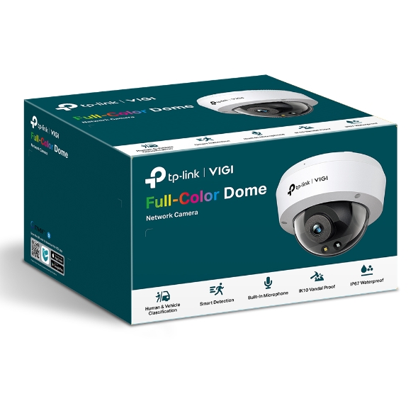 VIGI C230(2.8mm) TP-Link VIGI 3MP C230(2.8mm) Full-Color Dome Network Camera, 2.8mm Lens, Smart Detection, 3YW