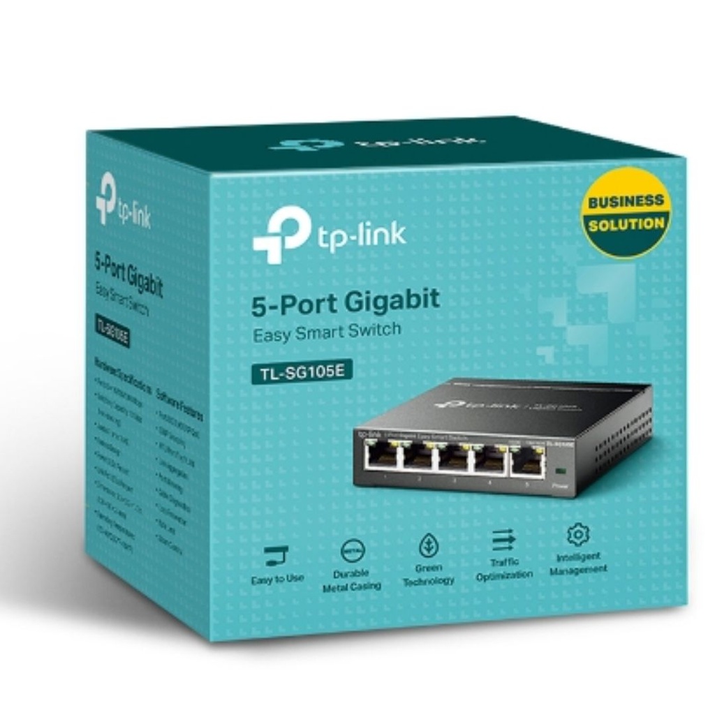 6935364022037 TP-Link TL-SG105E 5-Port Gigabit Desktop Easy Smart Switch, 5 10/100/1000Mbps RJ45 Ports, MTU/Port/Tag-based VLAN, QoS, IGMP Snooping