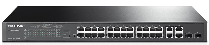 6935364030612 TP-Link T1500-28PCT (TL-SL2428P) JetStream 24-Port 10/100Mbps + 4-Port Gigabit Smart PoE+ Switch, Omada