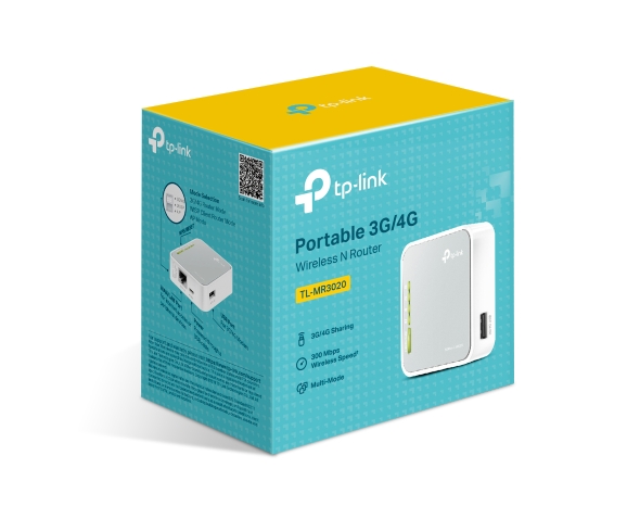 6935364082345 TP-Link TL-MR3020 Portable 3G/4G Wireless N Router 2.4GHz (150Mbps) 802.11bgn 1x100Mbps WAN/LAN 1xUSB 1xmini USB Internal Antennas ~TL-MR3220