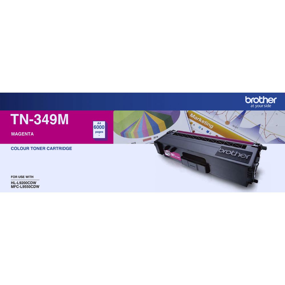 4977766734042 Brother TN-349M AYS *EXCLUSIVE TO B2B* Colour Laser Toner-Super High Yield Megenta- HL-L9200CDW MFC-L9550CDW - 6000Pages