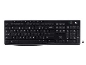 97855073921 Logitech K270 2.4 GHz Wireless Full Size Keyboard 128-bit AES encryption 24-month battery life Spill resistant Durable UV-coated keys