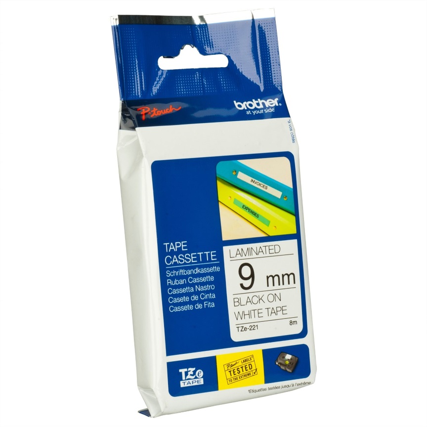 4977766687768 Brother 9mm Black on White TZE Tape