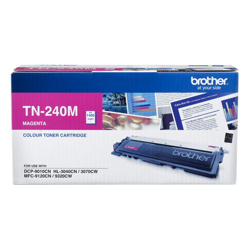 4977766666718 TN-240M COLOUR LASER TONER - MAGENTA TONER CARTRIDGE TO SUIT HL-3040CN/3045CN/3070CW/3075CW, DCP-9010CN, MFC-9120CN/9125CN/9320CW/9325CW - 1,400 PAGES