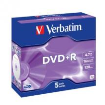 23942950493 Verbatim DVD+R 16X Jewel 5pk 4.7GB