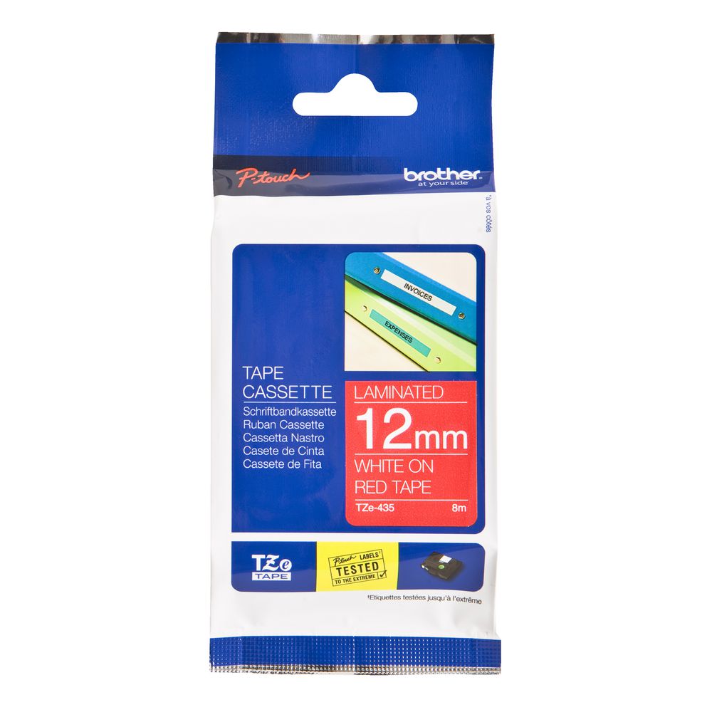 4977766681889 Brother White On Red Tape TZE Tape