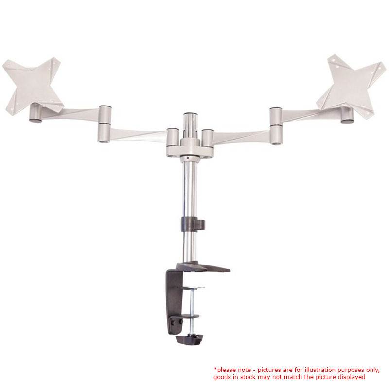 9320301002789 Astrotek Dual Monitor Arm Desk Mount Height Adjustable Stand for 2x LCD Display 23.8" 24" 27" 8kg 30° Tilt 180° Swivel 360° Pivot VESA 75x75 100x100