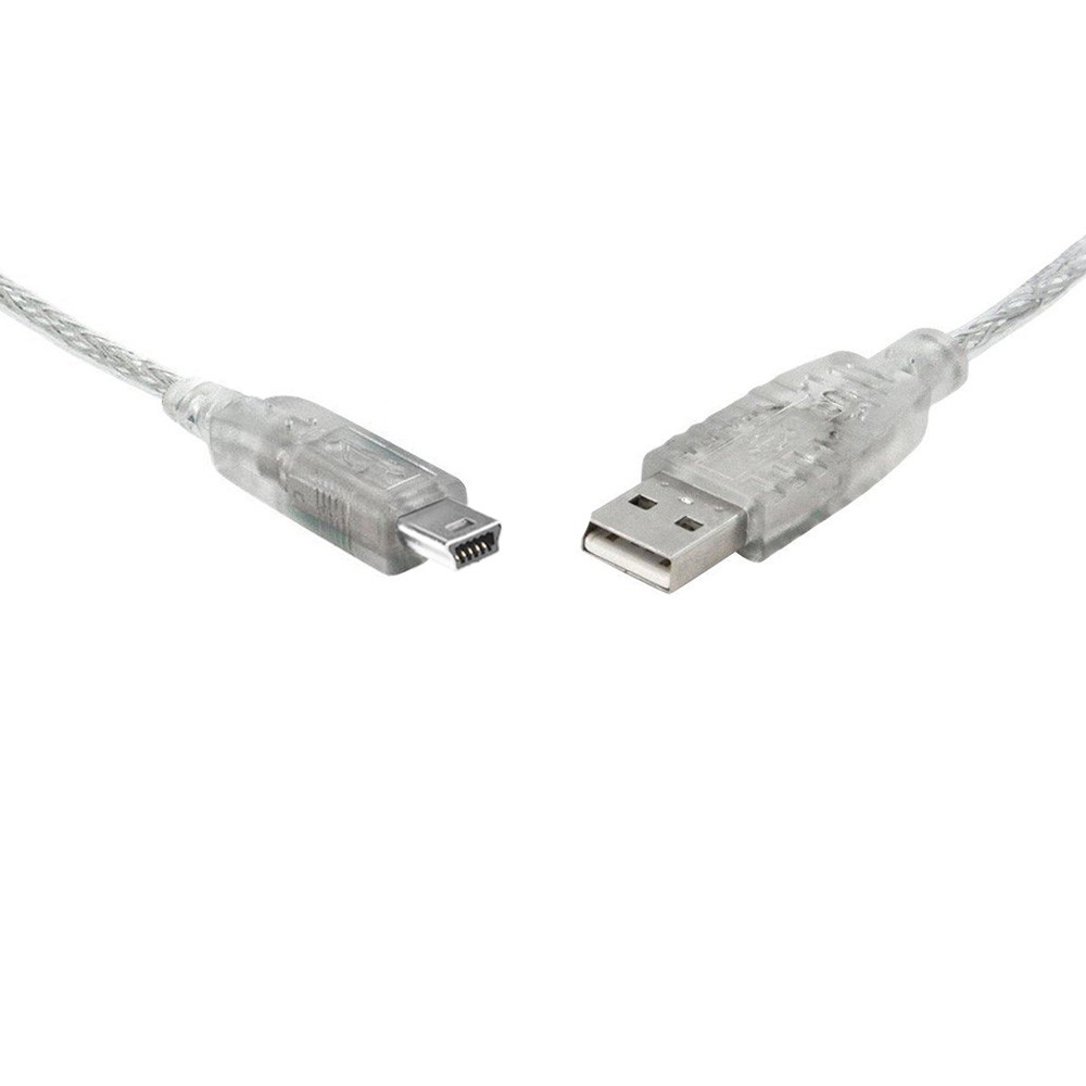 9341756007952 8Ware USB 2.0 Cable 3m A to B 5-pin Mini Transparent Metal Sheath UL Approved