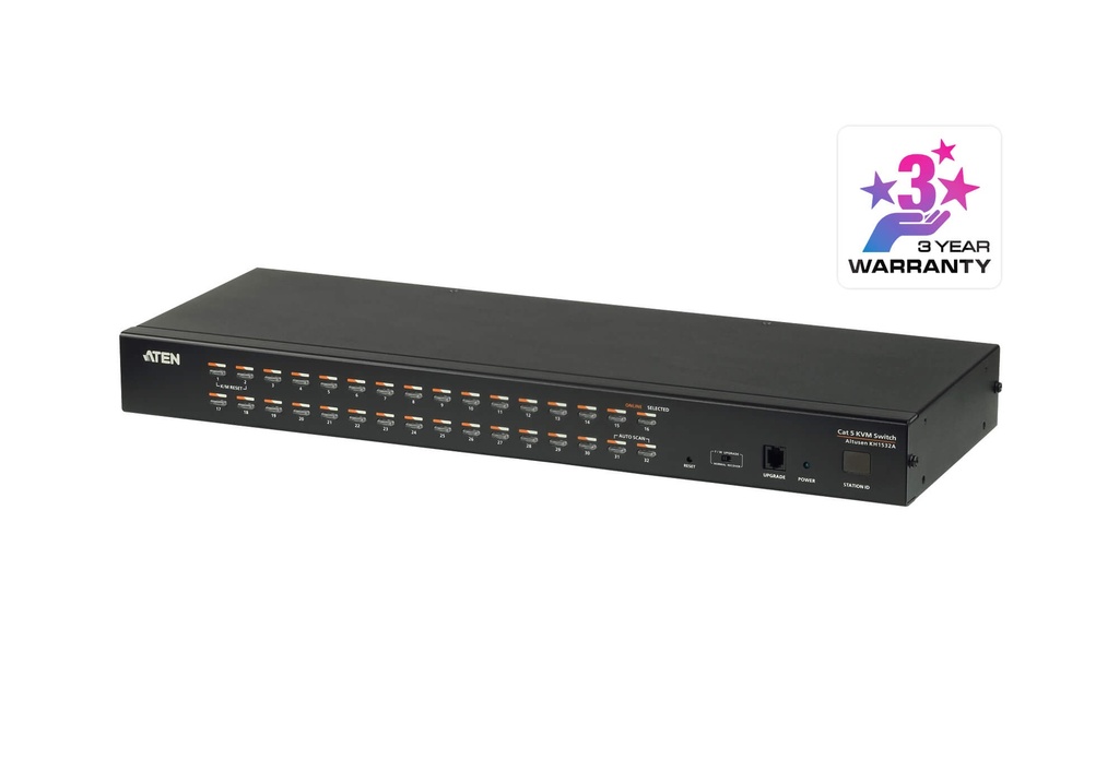 KVA-KH1532A Aten Rackmount KVM Switch 1 Console 32 Port Multi-Interface Cat 5, KVM Cables NOT Included, Daisy Chainable for up to 1024 Devices,
