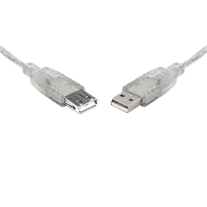 9341756008287 8Ware USB 2.0 Extension Cable 1m A to A Male to Female Transparent Metal Sheath Cable
