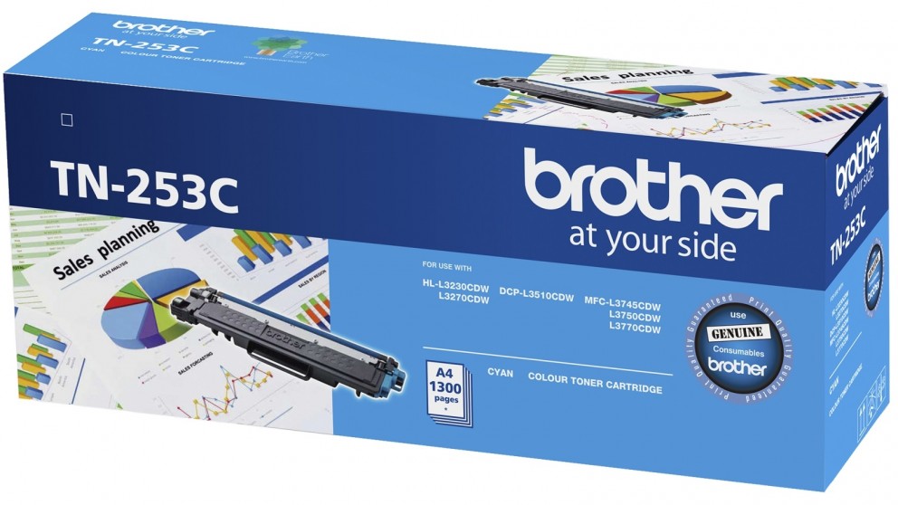 4977766791021 Brother TN-253C Cyan Toner Cartridge to Suit -  HL-3230CDW/3270CDW/DCP-L3015CDW/MFC-L3745CDW/L3750CDW/L3770CDW (1,300 Pages)