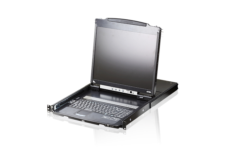 4719264642524 Aten Rackmount Dual Rail LCD Console VGA PS/2-USB w/ 19" LCD Display, 1x Custom KVM Cable Included, 1280x1024@75hz Display, LED Illumination