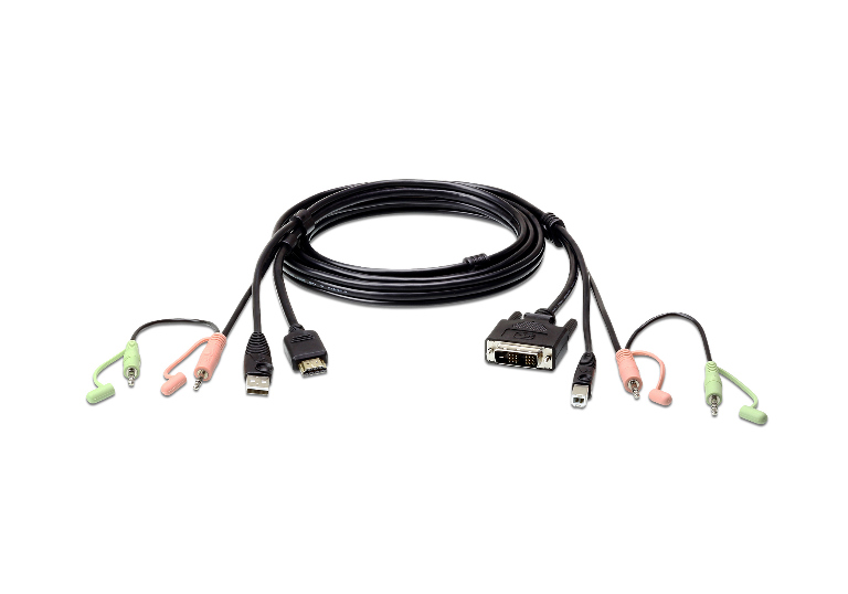 4719264645648 Aten KVM Cable 1.8m with HDMI, USB  Audio to DVI-D (Single Link), USB  Audio