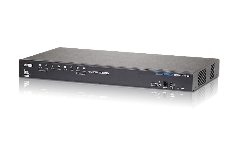 4719264641596 Aten Desktop KVM Switch 8 Port Single Display HDMI w/ Audio, 2x Custom KVM Cables Included, Cascadable Up to 512 Computers via 3 Levels, Multi Display
