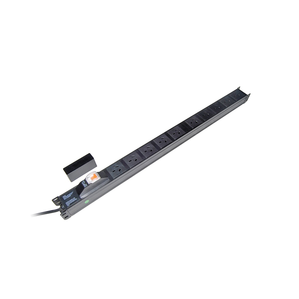 RPR-15VMCB PowerShield Vertical PDU with 10A Aus Input plug, 15 x ANZ 10Amp outlets, provides reliable power distribution for vertical installations