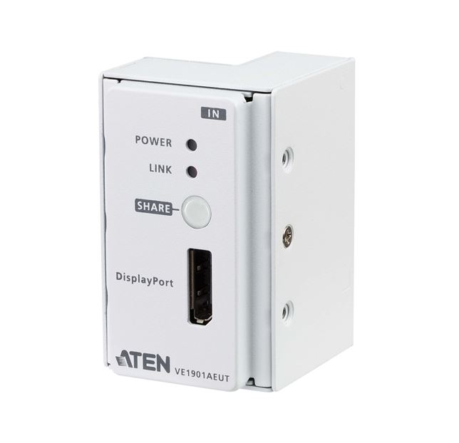 KVA-VE1901AEUT Aten VE1901AEUT DisplayPort HDBaseT-Lite Transmitter, built-in PoH, Support RS-332 channel transmission, Built-in 8KV/15KV ESD protection