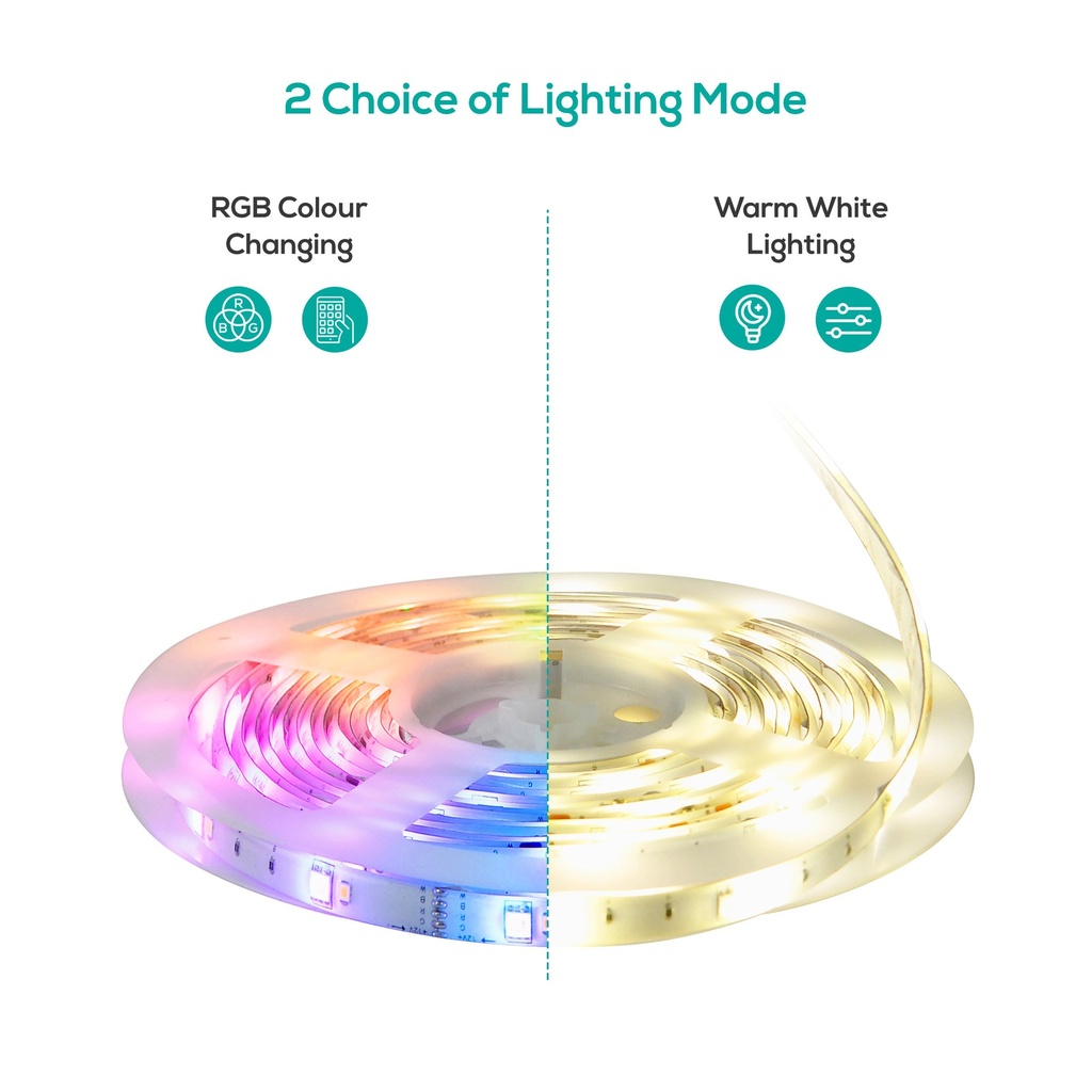 9346396002824 (LS) mbeat activiva 5m IP65 Smart RGB  Warm White LED Strip Lights Tuya smart app (Android, iOS) Package Size LxWxH(cm)17x17x7