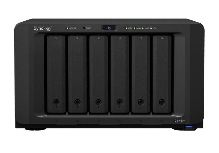 4711174723775 Synology DS1621+ 6 Bay NAS AMD RyzenTM V1500B quad-core 2.2 GHz 4GB DDR4 Hot swappable 3xUSB3.2 4x1GbE RJ-45 1x4-lanex8 slot 3YR WTY