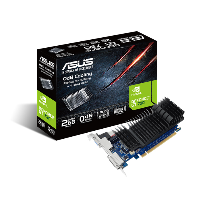 4716659990390 ASUS nVidia GeForce GT730-SL-2GD5-BRK 2GB GDDR5 Low Profile Graphics Card with Bracket For Silent HTPC Build (With I/O Port Brackets)