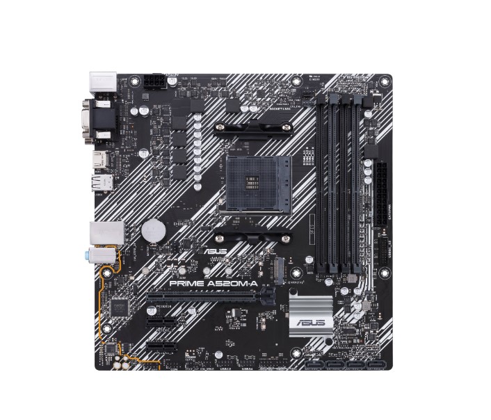 4718017826365 ASUS AMD A520M PRIME A520M-E (Ryzen AM4) Micro ATX Motherboard with M.2 support, 1 Gb Ethernet, HDMI/DVI/D-Sub, SATA 6 Gbps, USB 3.2 Gen 2 Type-A