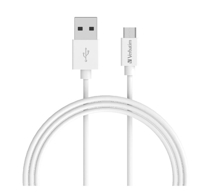 4895117965795 Verbatim Charge  Sync microUSB Cable 1m - White (LS)
