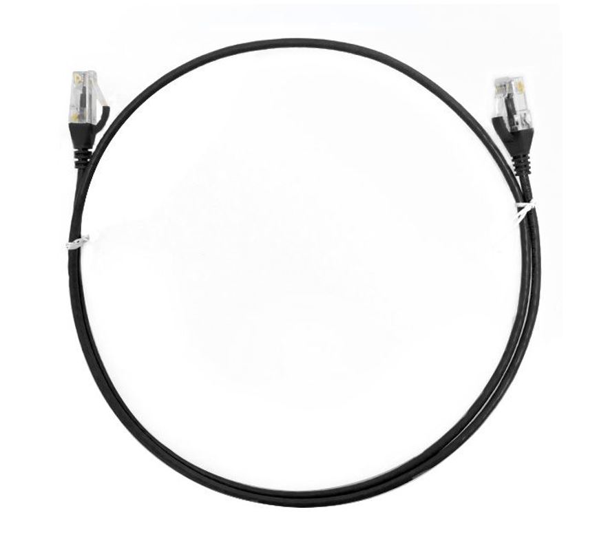 744109262715 8ware CAT6 Ultra Thin Slim Cable 0.5m / 50cm - Black Color Premium RJ45 Ethernet Network LAN UTP Patch Cord 26AWG for Data