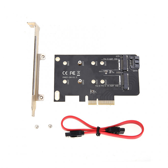 9350414001058 Simplecom EC412 Dual M.2 (B Key and M Key) to PCI-E x4 and SATA 6G Expansion Card