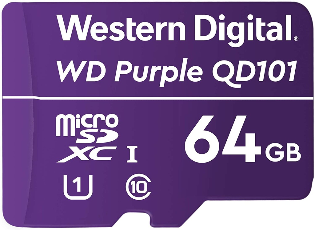 718037874975 Western Digital WD Purple 64GB MicroSDXC Card 24/7 -25°C to 85°C Weather  Humidity Resistant for Surveillance IP Cameras mDVRs NVR Dash Cams Drones