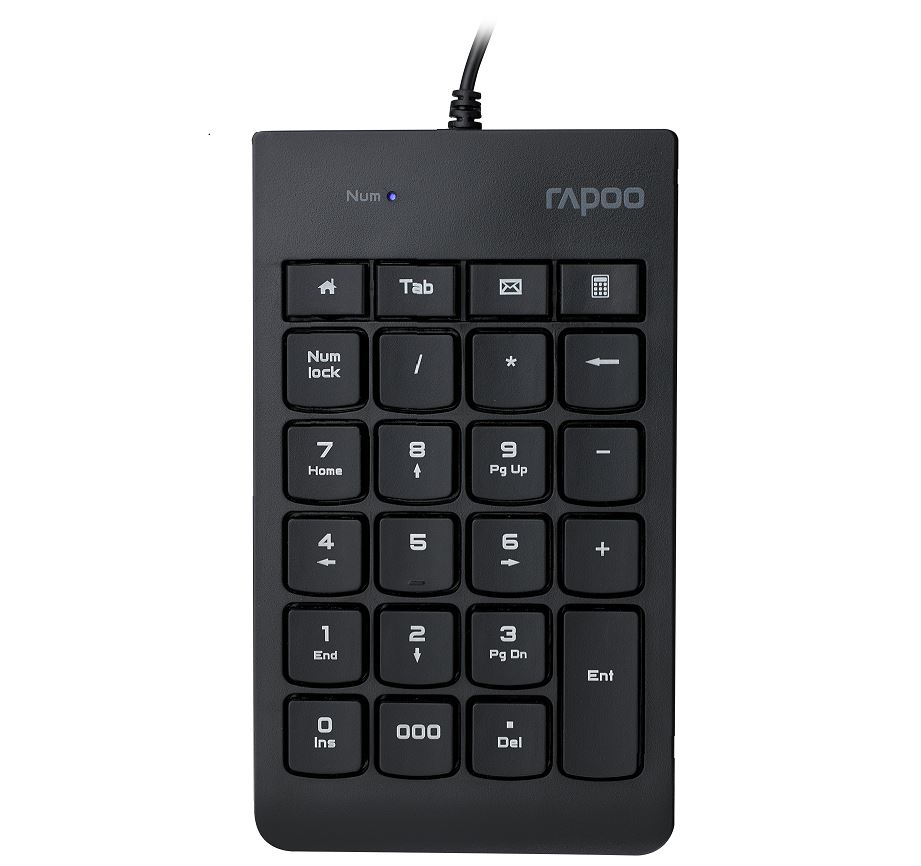 6940056199096 RAPOO K10 Wired Numeric NumberPad Keyboard -  Spill Resistant Design, Laser Carved Keycap, Spill-Resistant Design