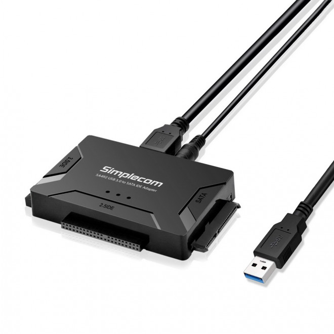 9350414002130 Simplecom SA492 USB 3.0 to 2.5", 3.5", 5.25" SATA IDE Adapter with Power Supply