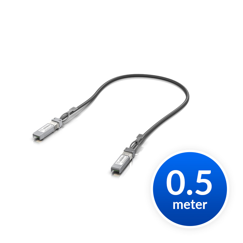 810010077042 Ubiquiti SFP+ Direct Attach Cable, 10Gbps DAC Cable, 10Gbps Throughput Rate, 0.5m Length, 2Yr Warr