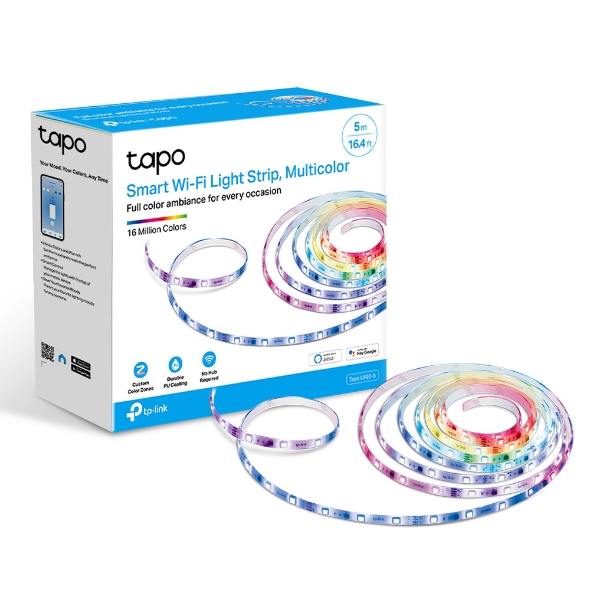 4897098682609 TP-Link Tapo L920-5 Smart Wi-Fi Light Strip, Multicolor, Pu Coating For External Protection, Voice Control, 50 Colour Zones, No Hub Required, 5000×10×