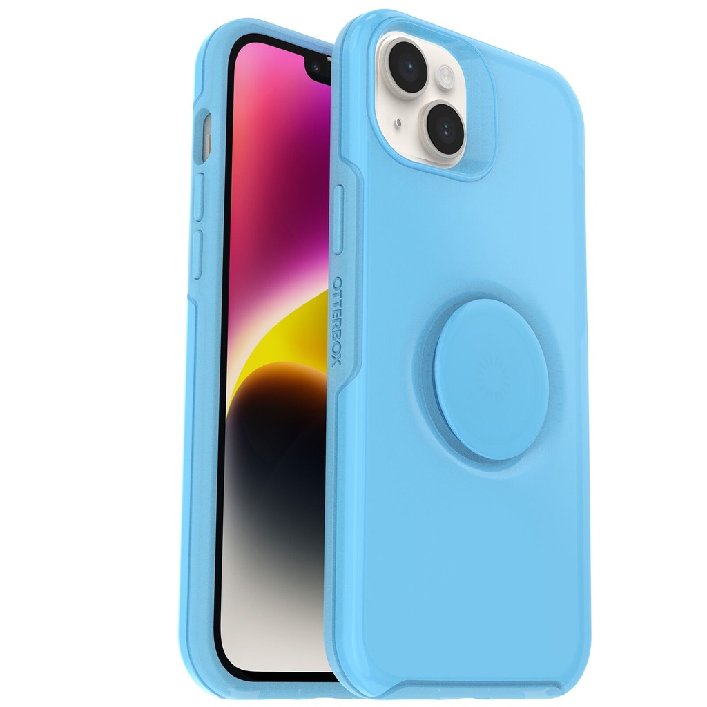 840262383974 OtterBox Otter + Pop Symmetry Apple iPhone 14 Plus Case You Cyan This? (Blue)-(77-88783),DROP+ 3X Military Standard,Swappable PopGrip,7 Years Warranty