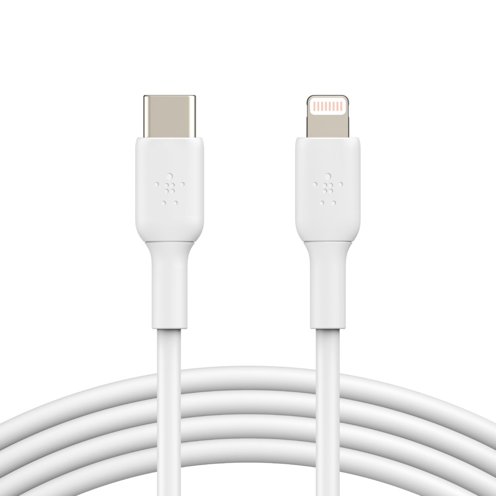 745883788422 Belkin BoostCharge Lightning to USB-C Cable (1m/3.3ft) - White (CAA003bt1MWH), 480Mbps, 8K+ bend, Apple iPhone / iPad / Macbook, 2YR