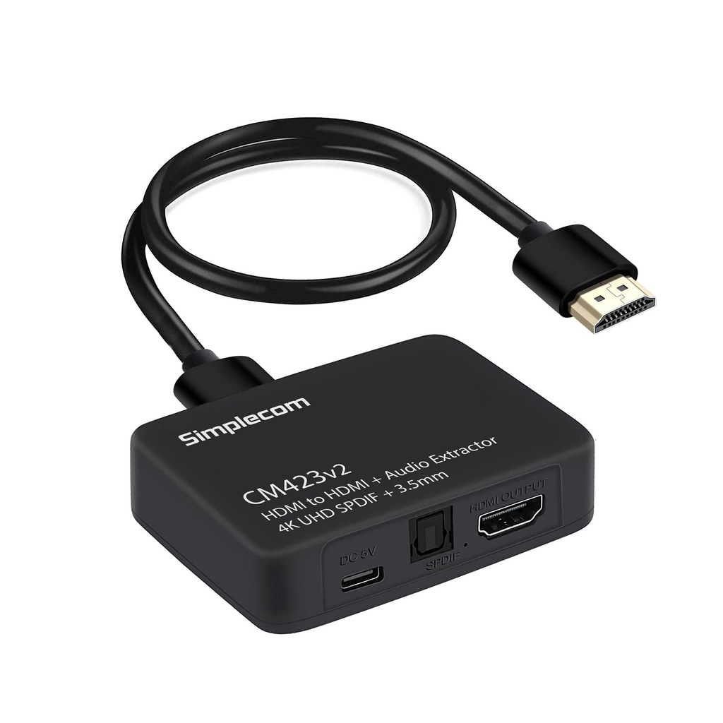 9350414003014 Simplecom CM423v2 HDMI Audio Extractor 4K HDMI to HDMI and Optical SPDIF + 3.5mm Stereo