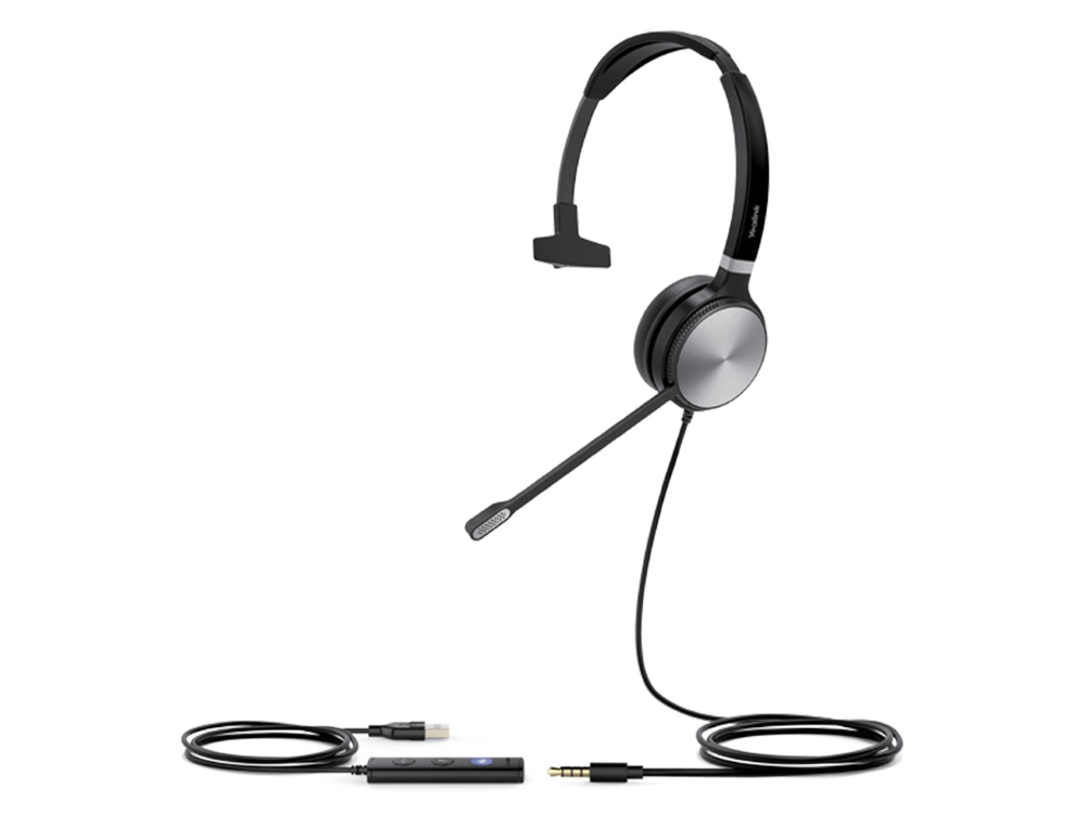 6938818308107 Yealink UH36 Mono USB Wired Headset, Noise Cancelling Headset, USB-C/3.5mm Connections, UC Designed, Simple Call Management, HD Voice,  LED