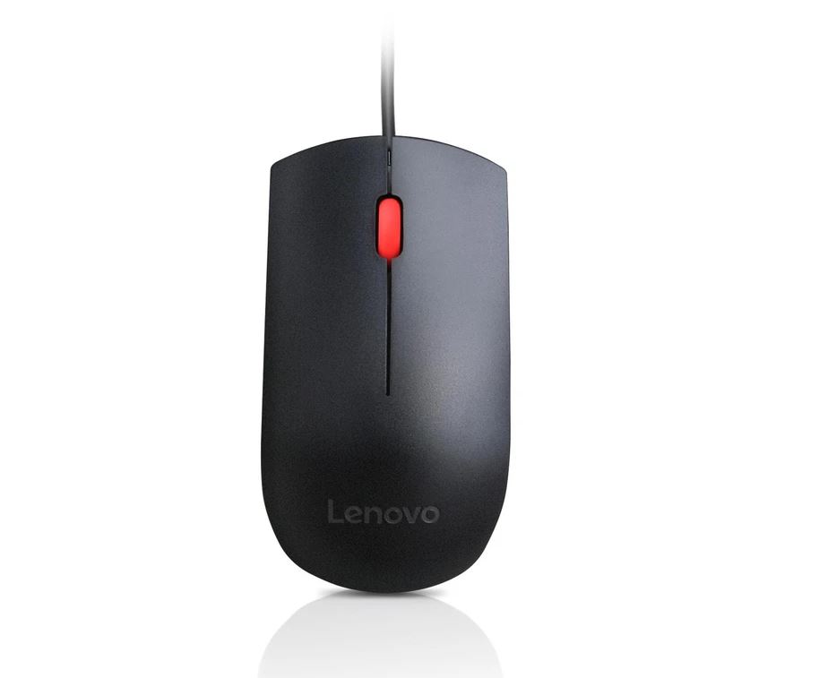192330828895 LENOVO Essential USB Mouse (Full Size) - Wired USB Connection, Plug-and-Play, Comfortable All Day Grip, 1600DPI, Ambidextrous Design, Black